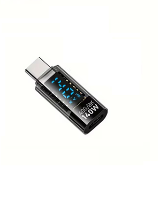 Перехідник-адаптер usb-c male to female з led-дисплеєм 140w / 40gbps / 8k 60hz