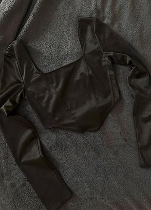 Топ жіночий h&m чорний корсетний з довгим рукавом