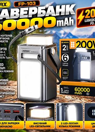 Мощный павербанк remax fp-1036000 мач 100 вт с быстрой зарядкой, встроенным кабелем, портативный внешний аккумулятор для ноу