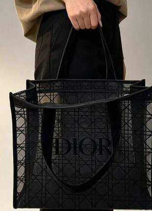 Сумка-шопер жіноча christian dior чорна текстильна