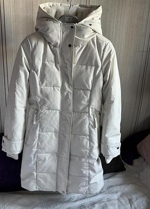 Белая теплая парка zara 3