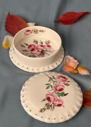 Вінтажна порцелянова скринька з кришкою trude crafts, bone china