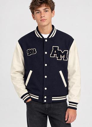 Бомбер для хлопчика h&m темно-синій з білим