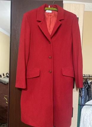 Жіноче вовняне червоне однобортне пальто