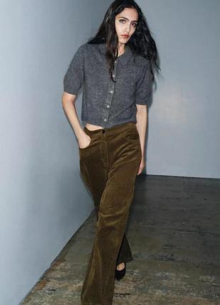 Жіночі штани zara прямі вельветові коричневі