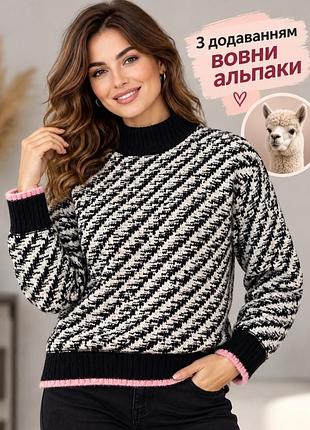 Светр жіночий marks & spencer | чорно-білий | розмір m | бавовна, поліестер, віскоза, альп...