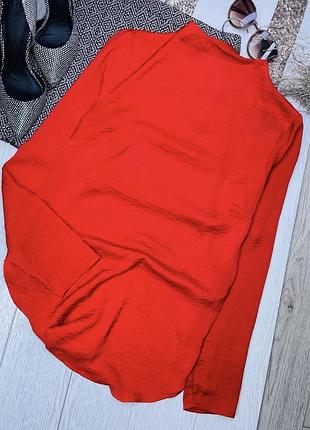 Сатинова блуза h&m s пряма блуза асиметрична подовжена блуза червона