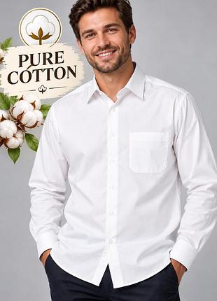 Сорочка чоловіча marks & spencer біла l (pure cotton)
