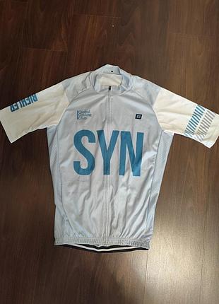 Велоджерсі чоловіча блакитна з білим syn global cycling club