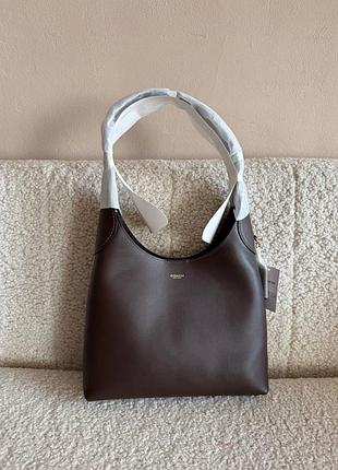 Сумка жіноча coach brooklyn 28 середня шкіряна коричнева хобо