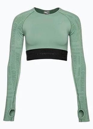 Жіночий зелений тренувальний укорочений топ реглан кофта gymshark vision