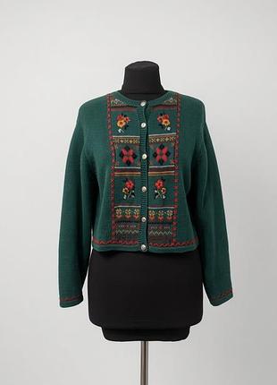 Кардиган laura ashley вінтажний з квітковою вишивкою зелений