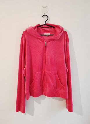 Жіноча кофта juicy couture велюрова рожева на змійці з капюшоном