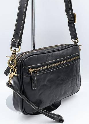 Сумка мужская натуральная кожа leather 31177 black