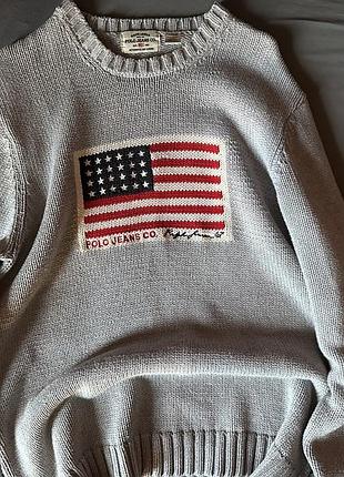 Светр polo jeans co. ralph lauren сірий з прапором сша