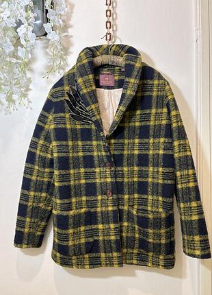 Клітчасте вовняне пальто / подовжена куртка scotch & soda (scotch r'belle) розмір 16 / xs-s.