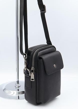 Сумка чоловіча натуральна шкіра leather 6154с black
