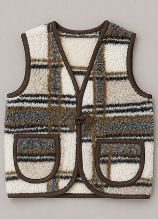 Детская меховая жилетка в клетку 🧸