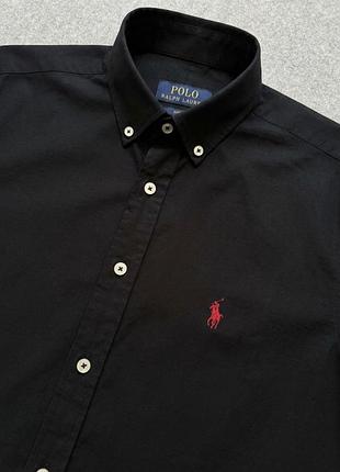 Чоловіча сорочка polo ralph lauren чорна з довгим рукавом