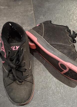 Ролики heelys чорно-рожеві зі шнурками