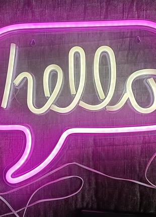 Светодиодный светильник-ночник с неоновым эффектом в виде надписи «hello»