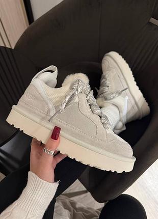 Стильні зимні жіночі кросівки ugg lowmel sneaker light beige