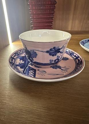Порцелянова чашка з блюдцем у стилі ginori 1735