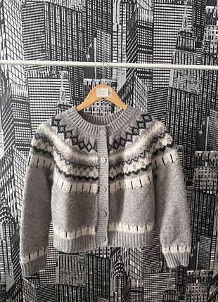 Стильний теплий вʼязаний кардиган primark жіночій кардиган з узором на ґудзиках укорочений