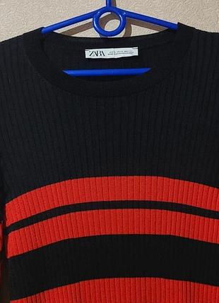 Пуловер свитер в полоску s zara 4