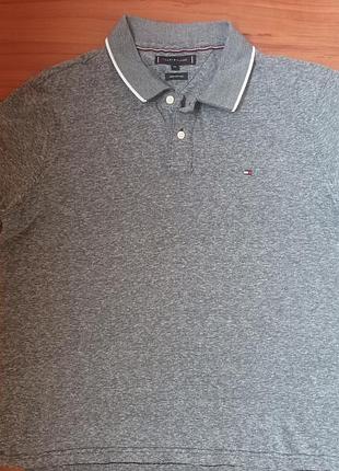 Чоловіче поло tommy hilfiger сіре бавовна з льоном
