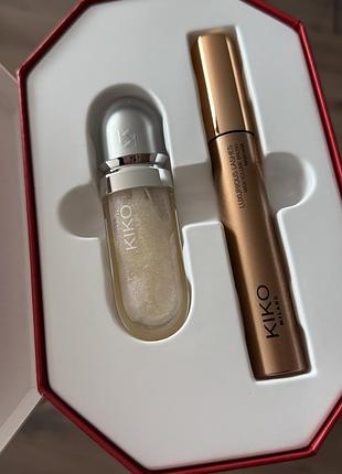 Набір косметики kiko milano luxurious lashes mascara та блиск для губ
