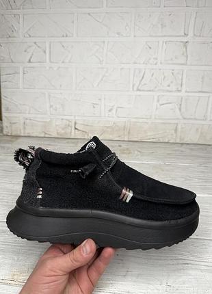 Крутые черные полуботинки hey dude wendy peak hi suede