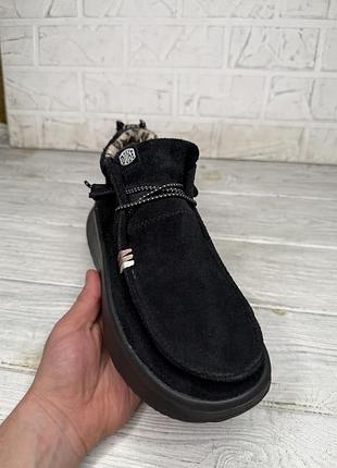 Крутые черные полуботинки hey dude wendy peak hi suede 9