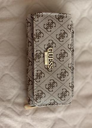 Жіночий гаманець guess маленький бежево-коричневий