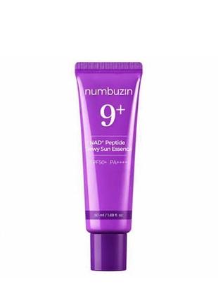 Сонцезахисний крем numbuzin no.9 nad+ 9 peptides dewy sun essence spf50+ pa++++, 50 мл