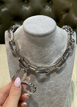 Lv роскошная стильная цепь - колье | напыление серебро 925