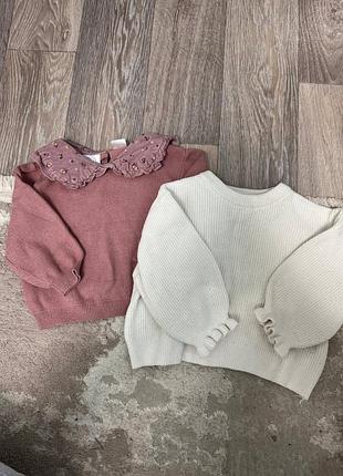Кофти для дівчаток zara в'язані рожевий та молочний