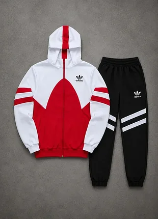 Спортивный костюм на замке полоска красный adidas