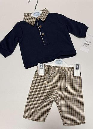 Комплект одягу костюм для хлопчика navy check collared sweatshirt and joggers outfit від бренду george