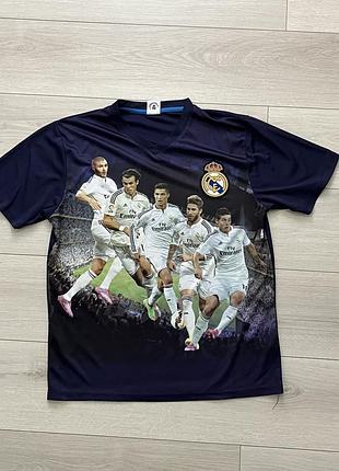 Футболка real madrid темно-синя з принтом гравців