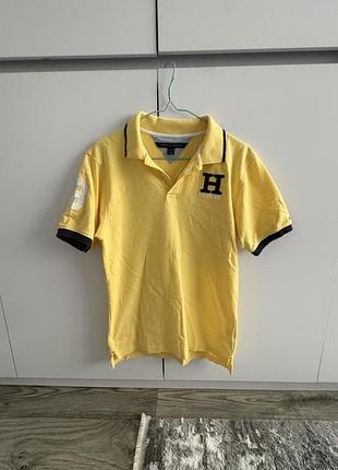 Поло tommy hilfiger жовте з коротким рукавом та принтом