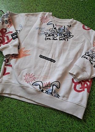 Світшот бежевий з принтом графіті 54х56х50 см
