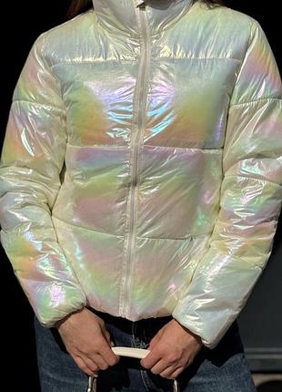 Куртка женская демисезонная блестящая демисезонная р. s, м, l, xl