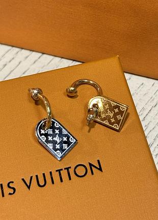 Сережки lv с подвесками | позолота и напыление серебро 925