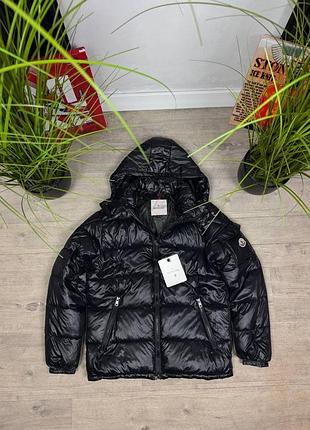 Чоловіча куртка пуховик moncler maya чорна глянцева мат