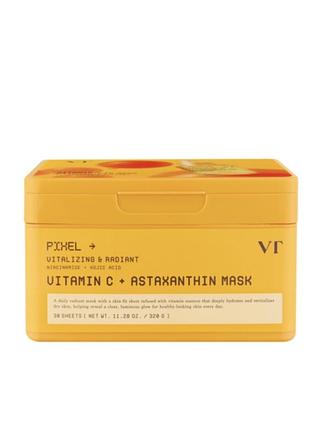 Маска з вітаміном с та астаксантином vt cosmetics cosmetics vitamin c & astaxanthin, 30 шт