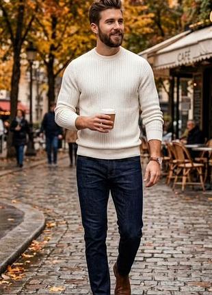 Светр світшот чоловічий massimo dutti  молочного кольору  м