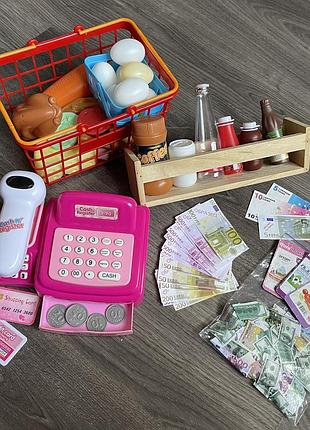 Набір іграшок супермаркет продукти касовий апарат кошик
