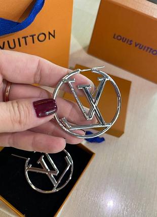 Серьги кольцами (3.5 см) луи виттон louis vuitton | напыление серебро 925