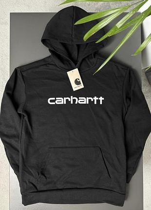 Худі carhartt big logo чорне бавовняне